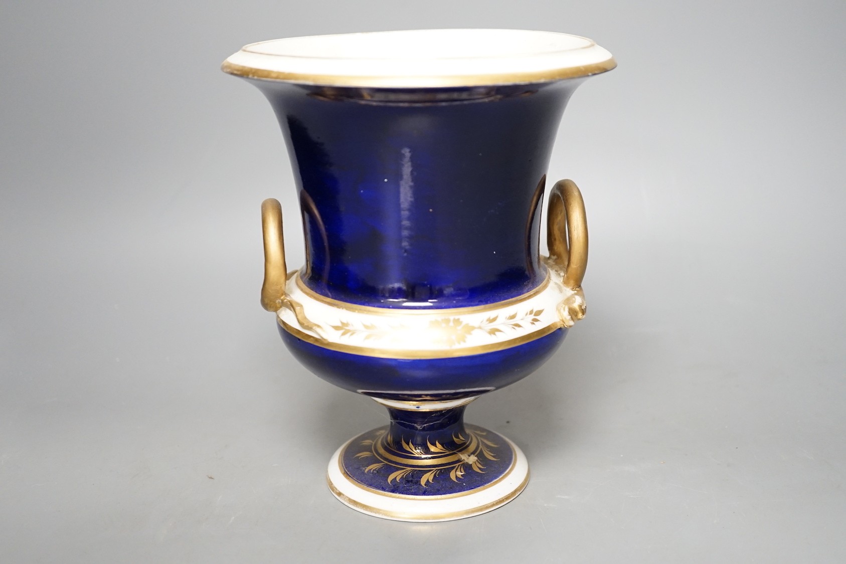 A Derby named twin handled cup, 'View near Rome', 20.5cm
